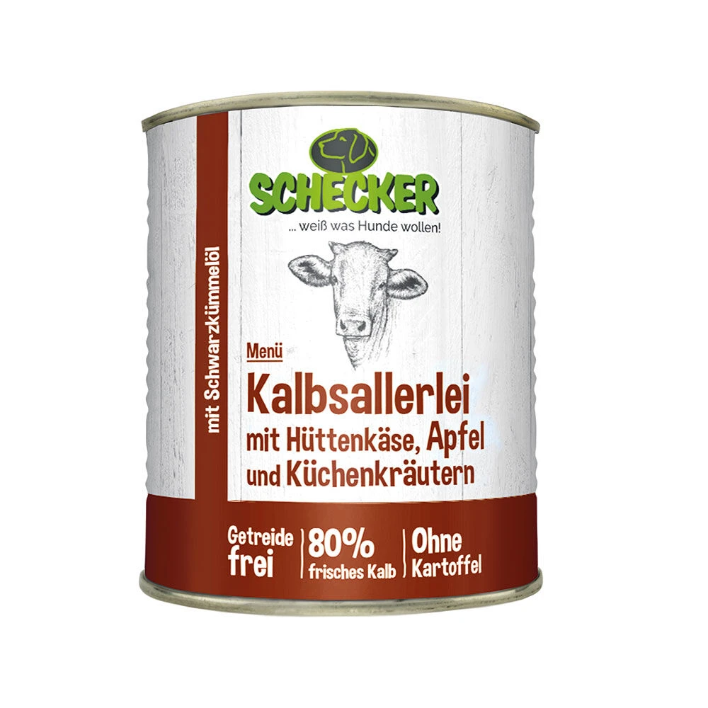 Schecker Hondenmenu - Kalfsvlees Met Hüttenkäse, Appel En Keukenkruiden - Image 2