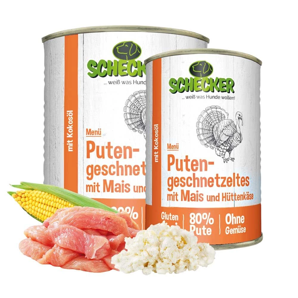 Schecker Hondenmenu - Kalkoen Met Maïs En Hüttenkäse